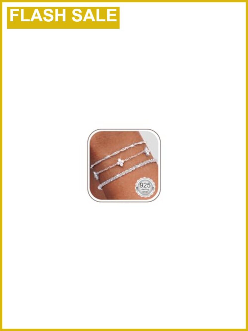 925 Sterling Silver Clasp Bracelet Set Cubic Zirconia Water Wave Chain Stackable